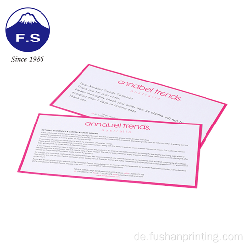 Customized Printing Pink Color Matt Lamination Cards